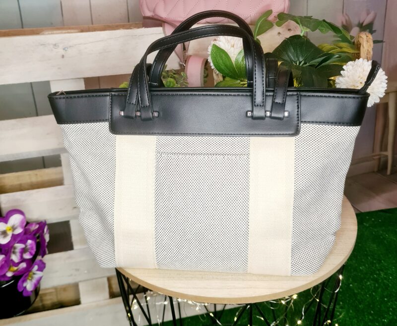 Bolso combi tejido y polipiel negro - Imagen 2
