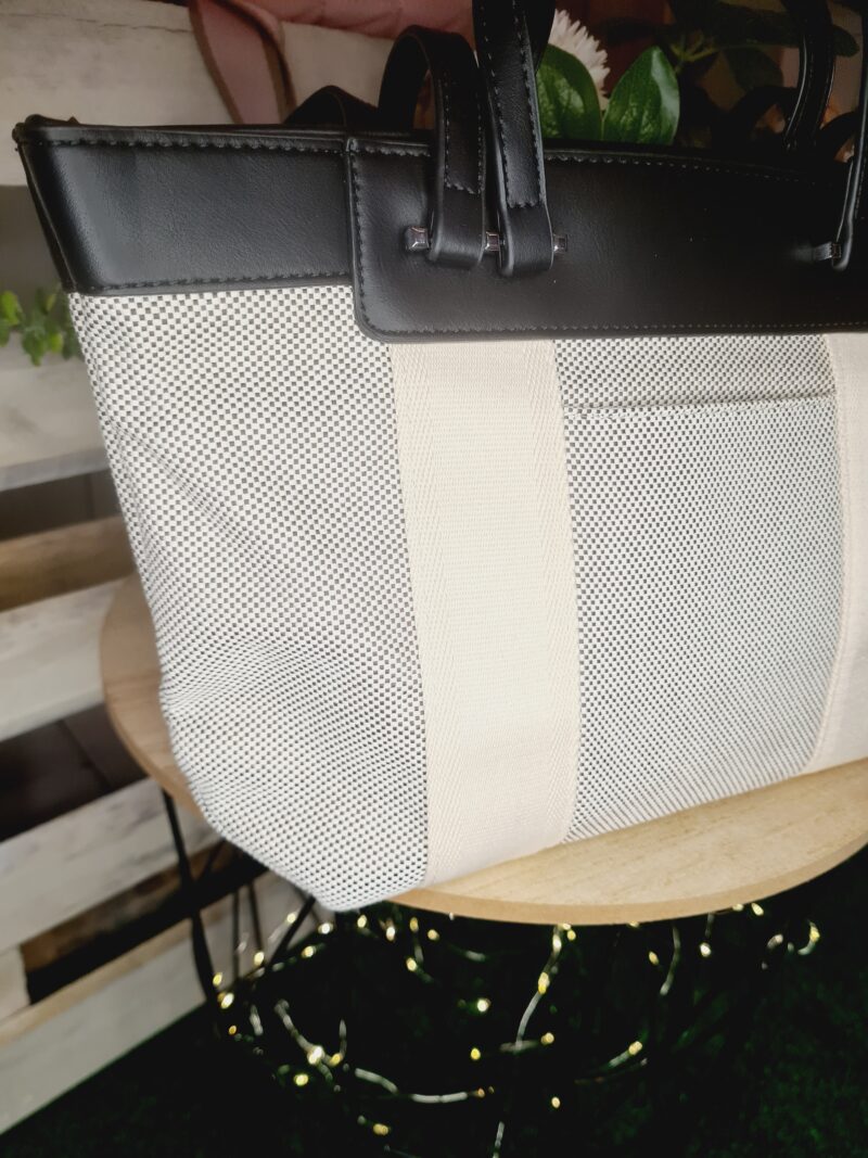 Bolso combi tejido y polipiel negro - Imagen 3