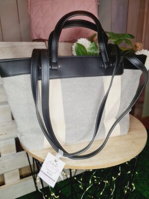 Bolso combi tejido y polipiel negro