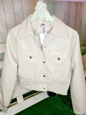 CHAQUETA BOMBER POLIPIEL BEIGE