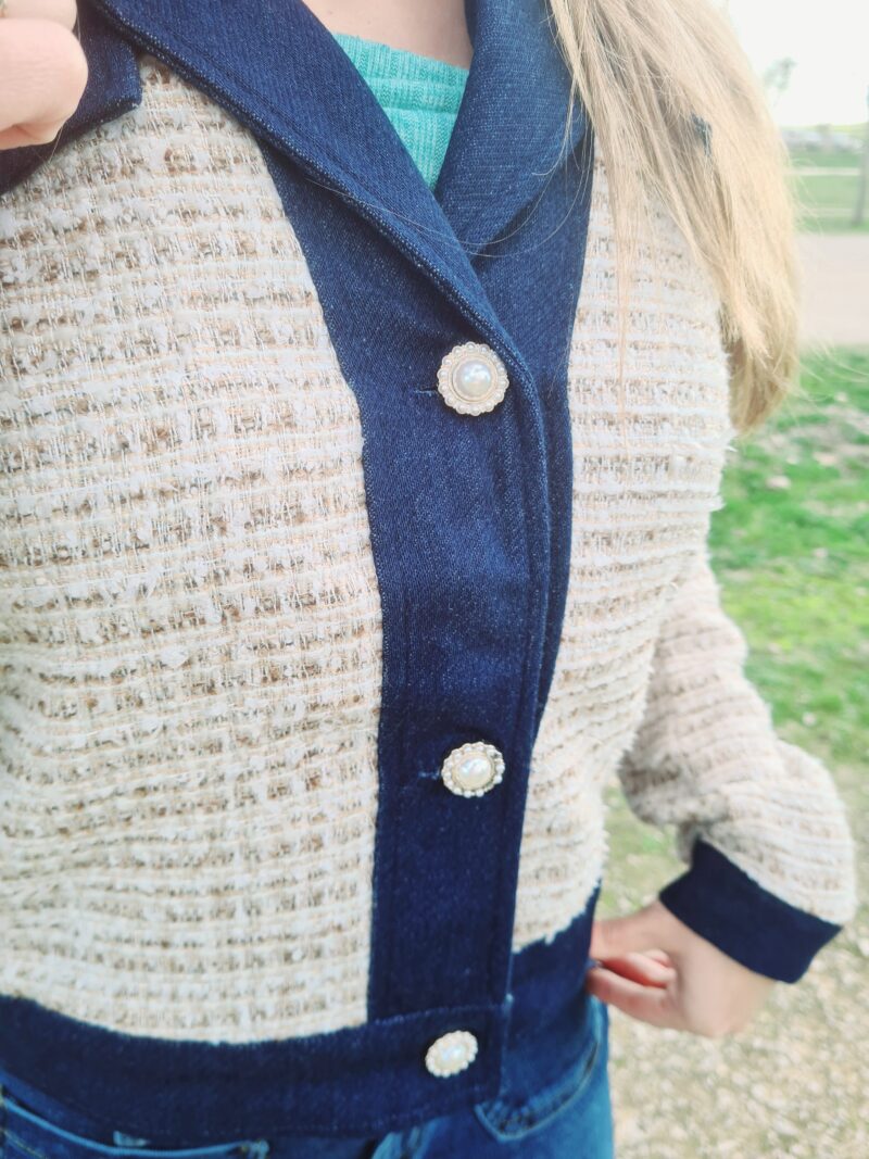 CHAQUETA TEJIDO COMBINADA CON VAQUERO - Imagen 3