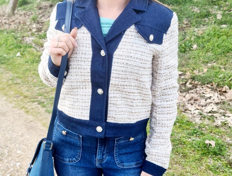 CHAQUETA TEJIDO COMBINADA CON VAQUERO