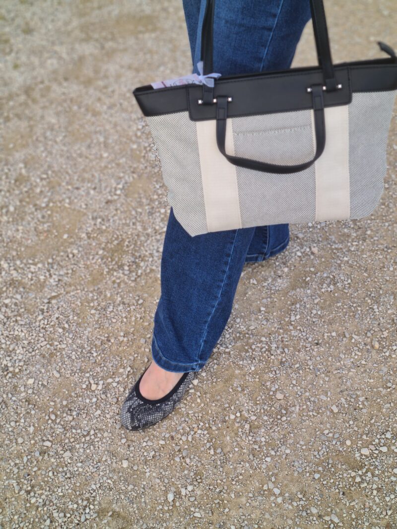 Bolso combi tejido y polipiel negro - Imagen 6