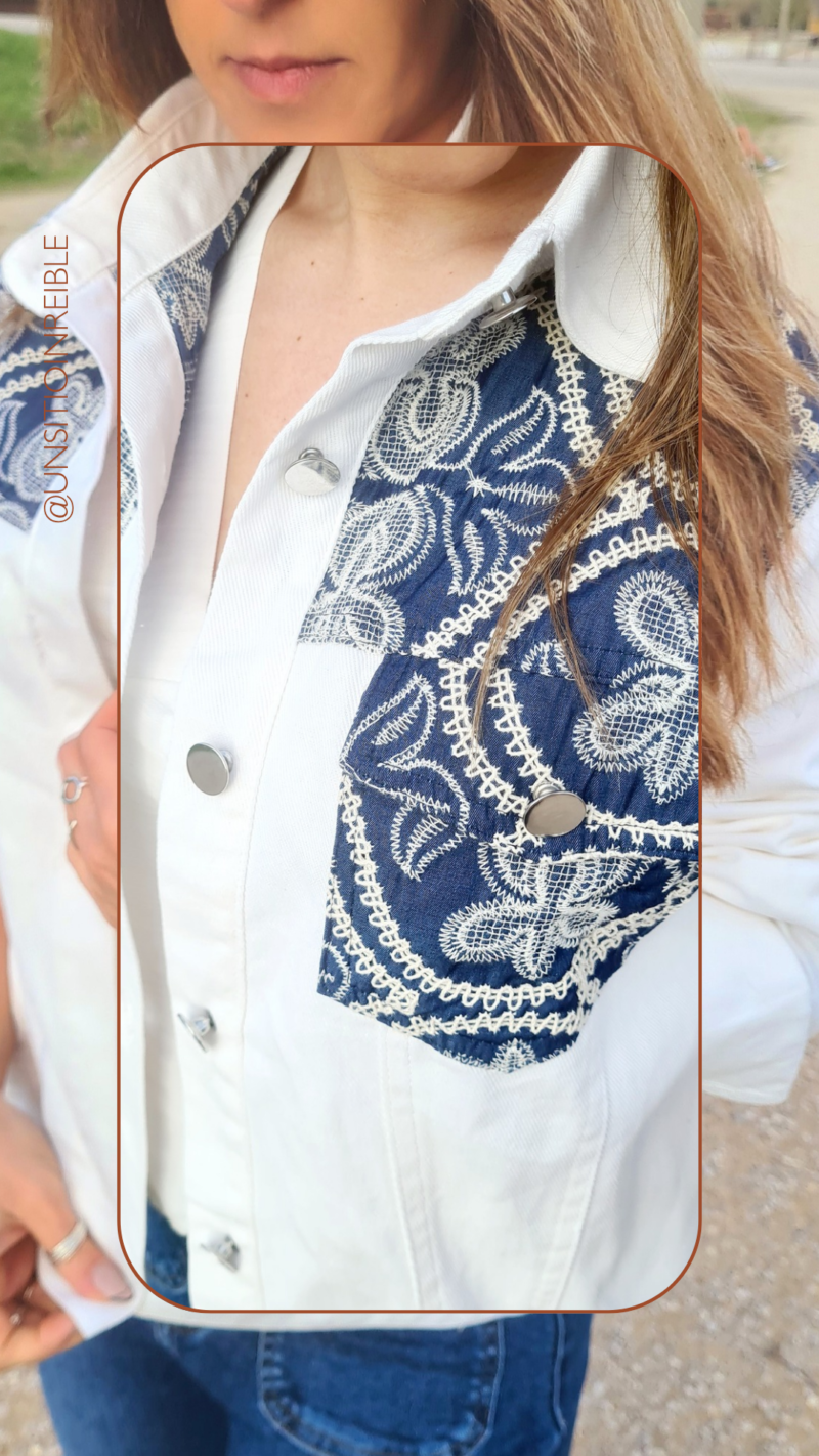 CHAQUETA VAQUERA BLANCA DETALLE BORDADO - Imagen 2